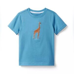 Janie and Jack Embroidered Giraffe Tee, Niagara Blue Cotton, 4T